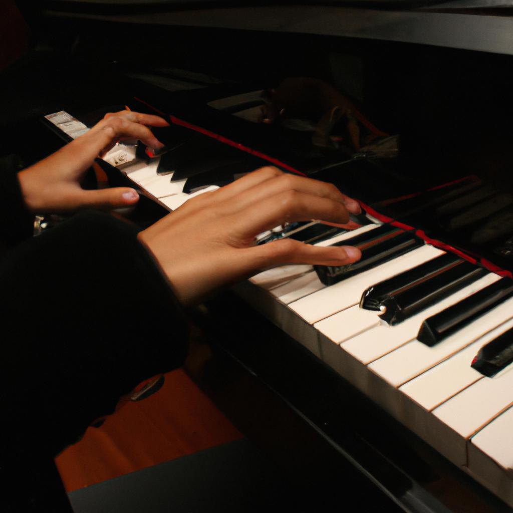 Person playing a grand piano
